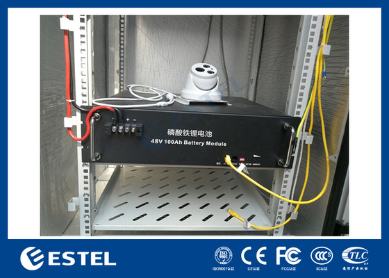Tủ pin gắn tường hai tầng với đơn vị giám sát và PDU
