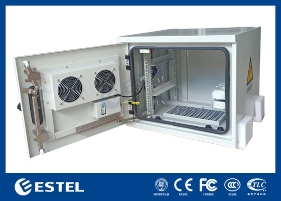 Polyester Powder Coating Cabinet Telecom ngoài trời với hai quạt AC220V 50Hz ET6060500A-9U