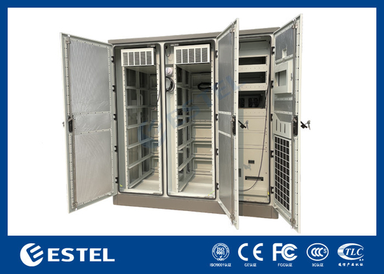 3 Bay Telecom Cabinet 2 lớp thép kẽm với hệ thống làm mát điều hòa không khí cách nhiệt