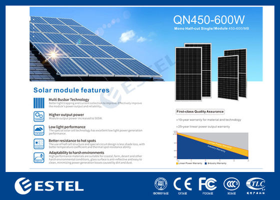Điện năng lượng cao Mono Half-cut Single Module 450W đến 600W tấm pin mặt trời cho hệ thống điện viễn thông