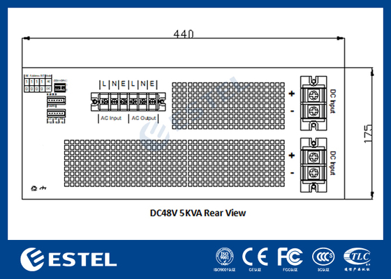 Hệ thống chỉnh lưu viễn thông tiết kiệm năng lượng cho điện áp đầu ra DC 48V và dòng điện đầu vào tối đa 7.5A
