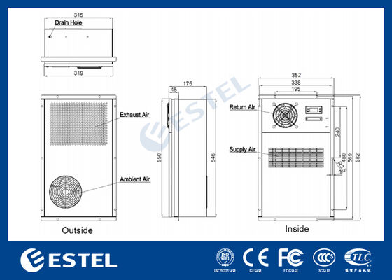 Bộ trao đổi nhiệt DC hiệu suất cao cho tủ viễn thông ngoài trời Công suất nhiệt 120WK