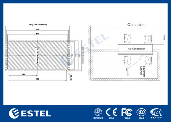 Bộ trao đổi nhiệt DC hiệu suất cao cho tủ viễn thông ngoài trời Công suất nhiệt 120W/K