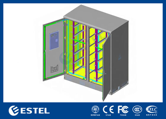 IP65 42U Tủ điện ngoài trời hai khoang RAL7035, 1.5mm Thép kẽm & SUS316 Xây dựng thép không gỉ để tăng độ bền và bảo vệ