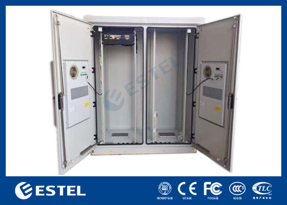 Tủ viễn thông ngoài trời Daul-cabinet 48U có phân phối điện và hệ thống dự phòng