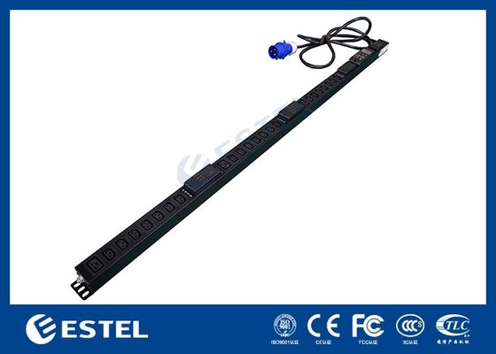 Đen 200 - 240VAC 32A PDU dọc với ổ cắm C13 / C19 cho phân phối điện